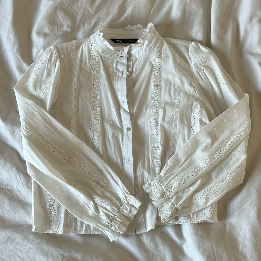 Zara Lace Eyelet Top